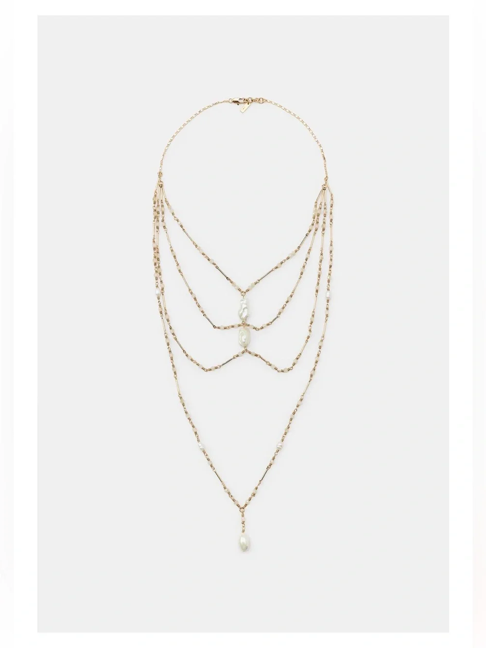Zara Gold Multi-Layer Pearl Necklace - NWT
